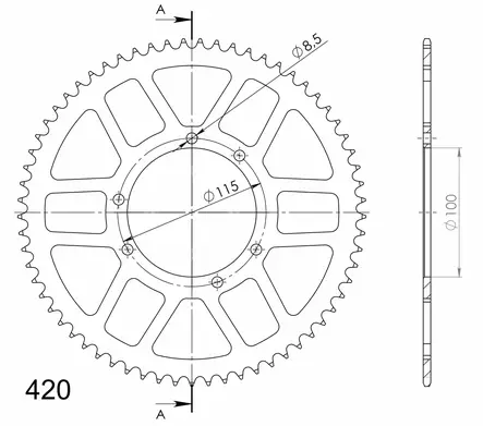 Supersprox Takaratas, Punainen, 65 hammasta (420), Ø100mm, Fantic 50cc 07-19 - Mopon takarattaat - D190460 - 2