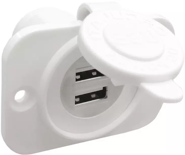 Double USB socket white rear nut + panel - Veneen pistorasiat ja pistokkeet - D271610 - 1