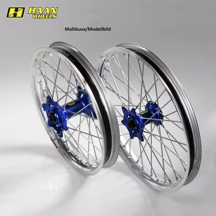 Haan wheel KTM/HVA EXC 24-.. rear 17- 5,00 sil rim-blue hub, sil spokes, blue ni - Moottoripyörän vanteet - D498110 - 1