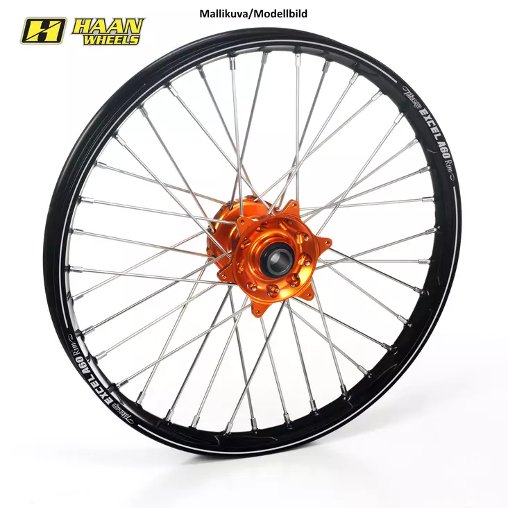 Haan wheel KTM SX/SX-F 15-.. EXC/F 16-.. 21-1,60 ORANGE HUB/BLACK A60 RIM - Moottoripyörän vanteet - D212330 - 1