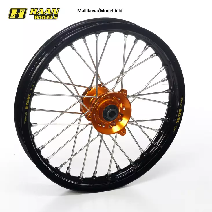 Haan wheel SX65 FRONT 02- 17-1,40 BLACK RIM/ORANGE HUB - Moottoripyörän vanteet - D386720 - 1