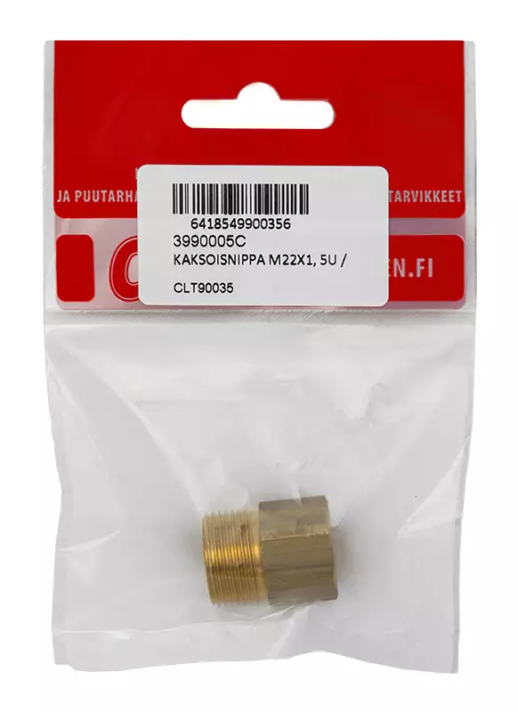 Kaksoisnippa m22x1, 5u - 3/8"s messinki - Motorsport varaosat ja tarvikkeet - LX10950 - 1