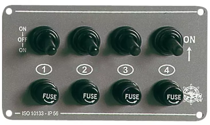Katkaisijapaneeli 4 kytkintä - Veneen sulake- ja sähköpaneelit - D123790 - 1
