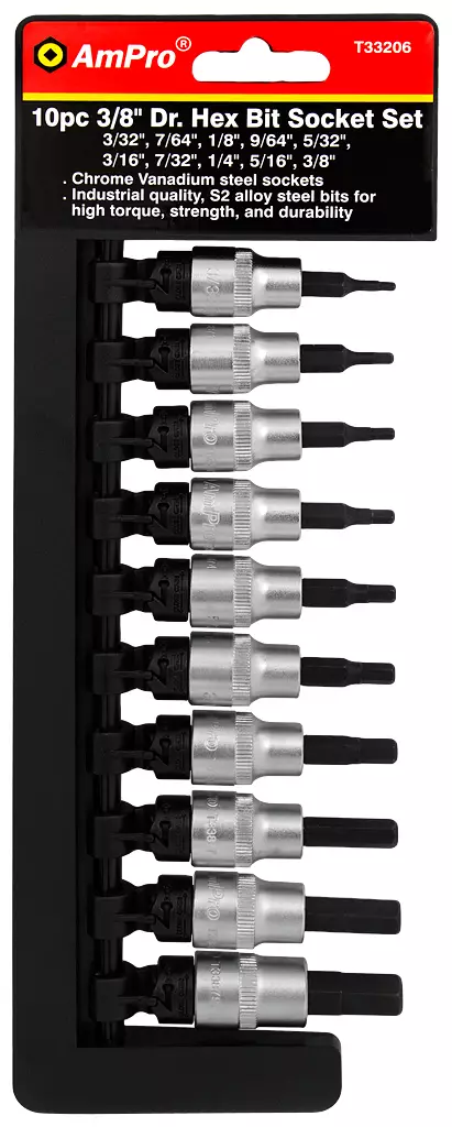 Kuusiokärkihylsysarja 3/8" sae 10-os. - Hylsysarjat - LX930 - 1