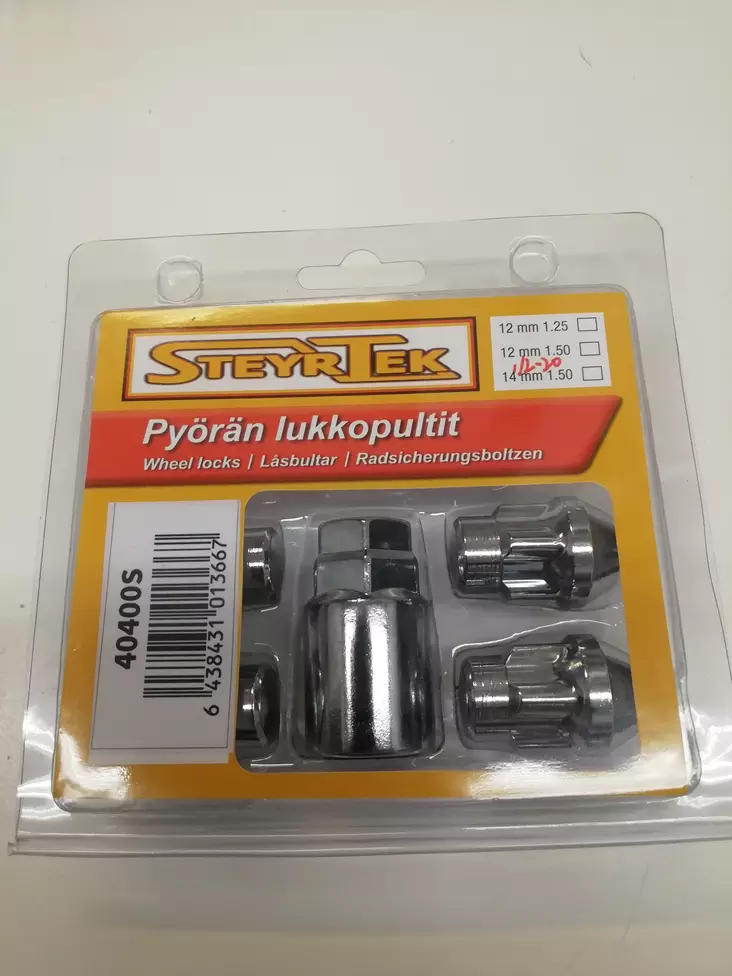 Lukkomutterisarja 1,5mm nousu, 12mm - Tuumakokoiset pyöränpultit ja mutterit - 499-115810 - 1