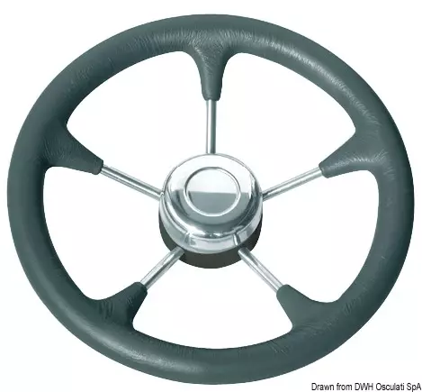 Polyurethane steer. wheel SS spokes Ø 280 mm black - Veneen ohjauspyörät - D258840 - 1