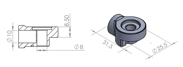 Puig Right Adapter Back Mirror Hi-Tech I,Ii,Iii,Gt,F1 - Moottoripyörän peilin kiinnikkeet - D302700 - 1