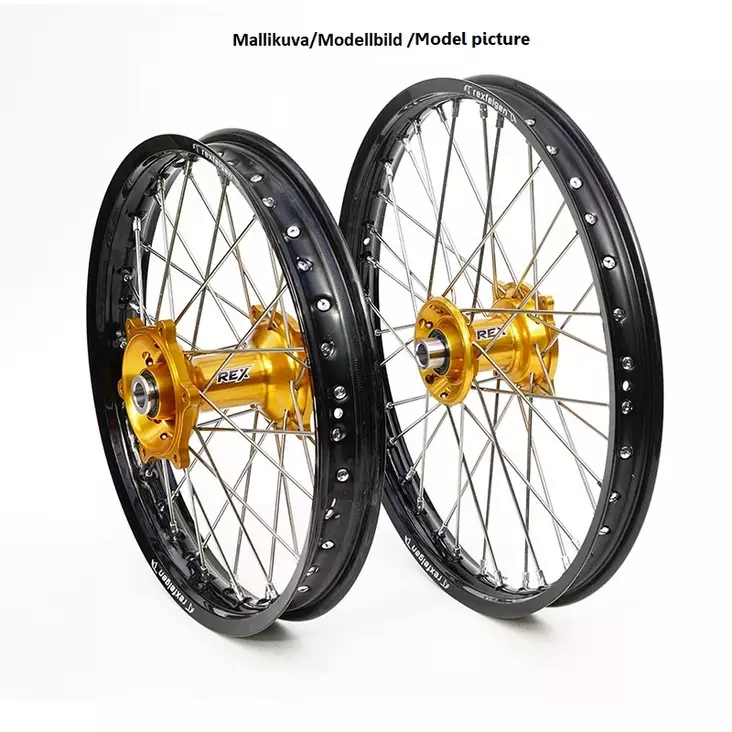 REX WHEELS 21-1,60 RMZ250/RMZ450 05-.. MUSTA VANNE/KULTA NAPA 22MM - Moottoripyörän vanteet - D221950 - 1