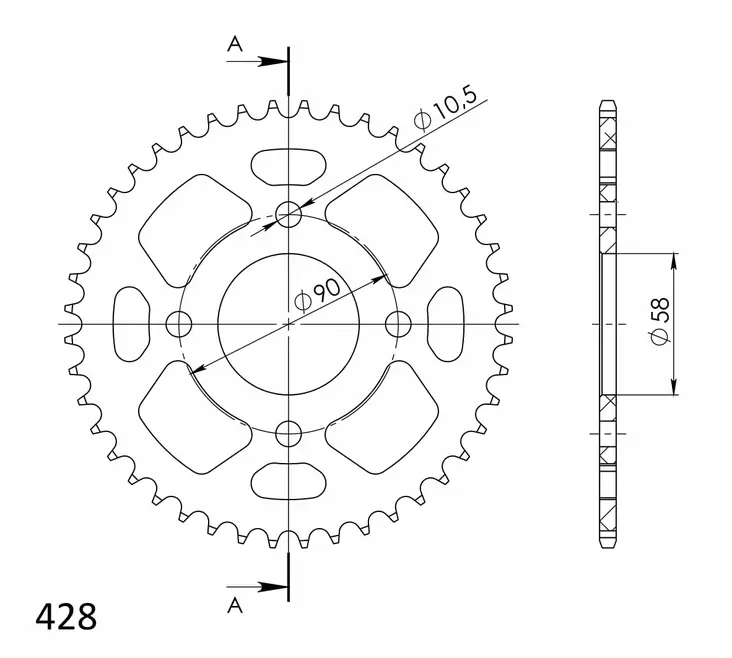 Supersprox Alu Takaratas HO CBR125 11- Punainen 44 - Moottoripyörän takarattaat - D212110 - 1