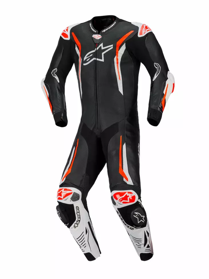 Alpinestars Nahkapuku 1-pcs GP Tech v5 Musta/Valkoinen/ Fluo Punainen - Moottoripyörä nahkapuvut - D520431 - 1