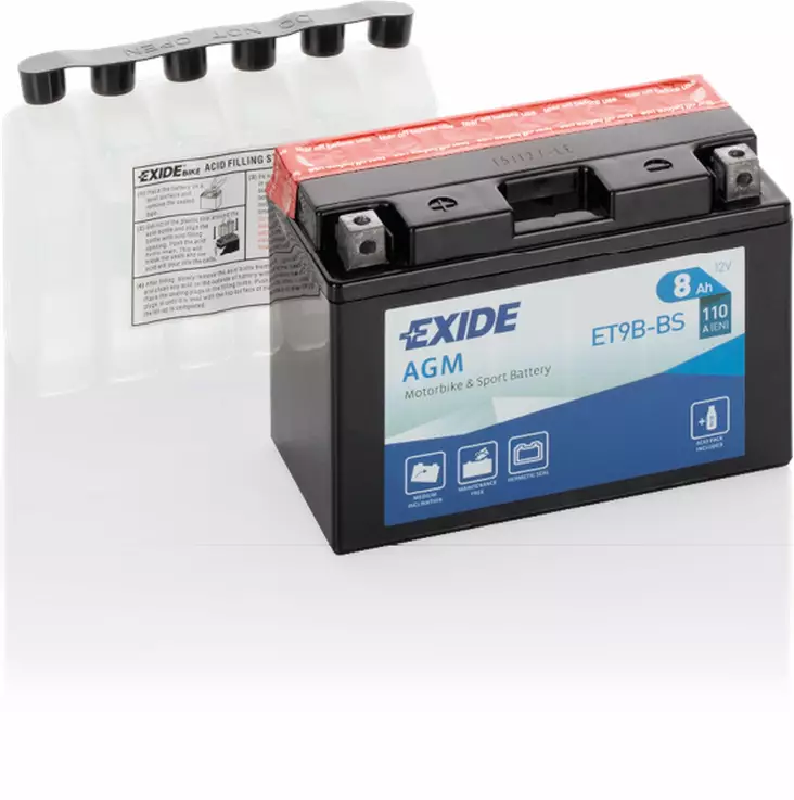 Exide akku ET9B-BS sis.happopatruunan - Motorsport varaosat ja tarvikkeet - D548161 - 1