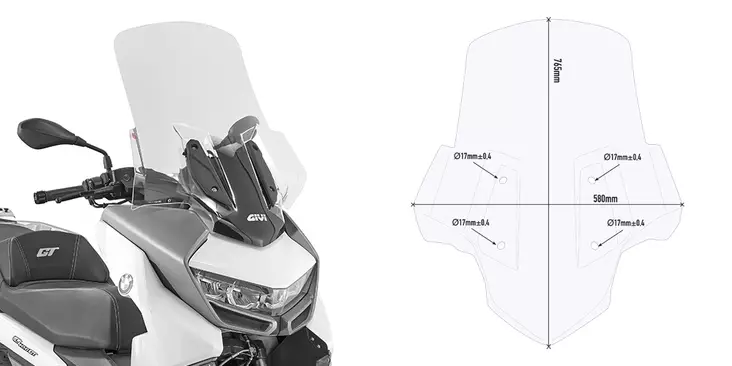 GIVI KIT SPOILER BMW C400GT - Moottoripyörän katteet ja tuulenohjaimet - D332171 - 1