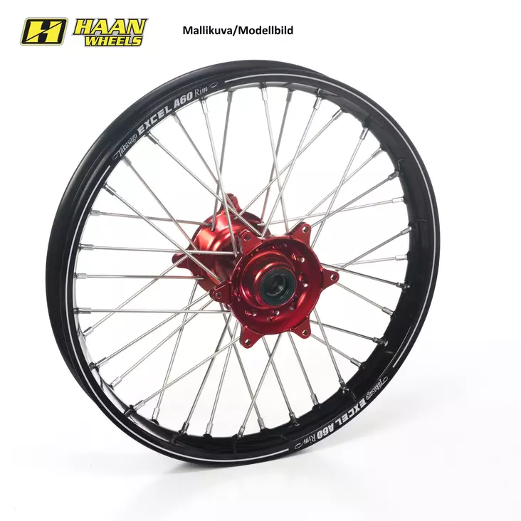 Haan wheel CRF250 14- 19-1,85 RED HUB/A60 RIM/BLACK SPOKES/RED NIPPLES - Moottoripyörän vanteet - D308331 - 1