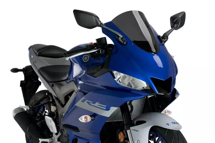 Puig R-Racer Screen Yamaha Yzf-R3 19' C/Dark Smoke - Moottoripyörän katteet ja tuulenohjaimet - D357891 - 1