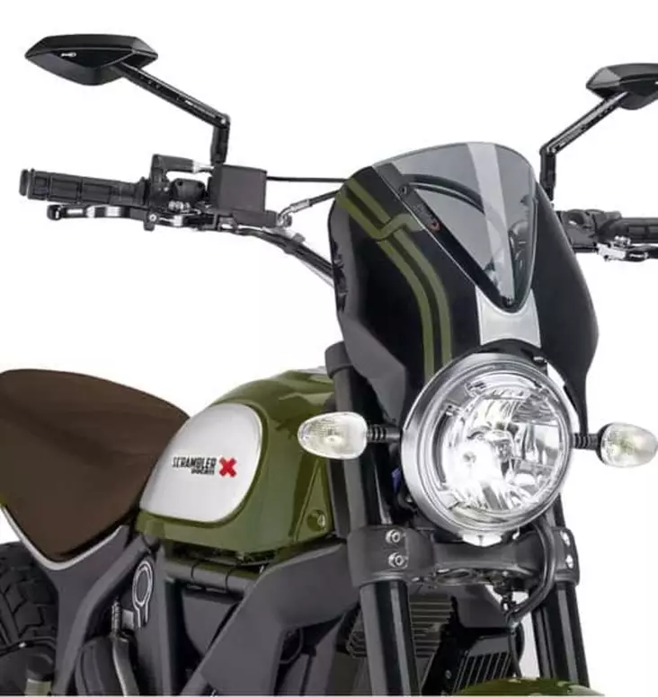 Puig Windshield Retrovision Scrambler 15-17 Black/Sm - Moottoripyörän katteet ja tuulenohjaimet - D301081 - 1