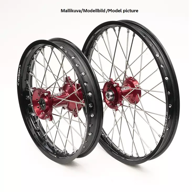 REX WHEELS 18-2,15 CRF250 14-.., CRF450 13-.. MUSTA VANNE/PUNAINEN NAPA 25MM - Moottoripyörän vanteet - D221901 - 1