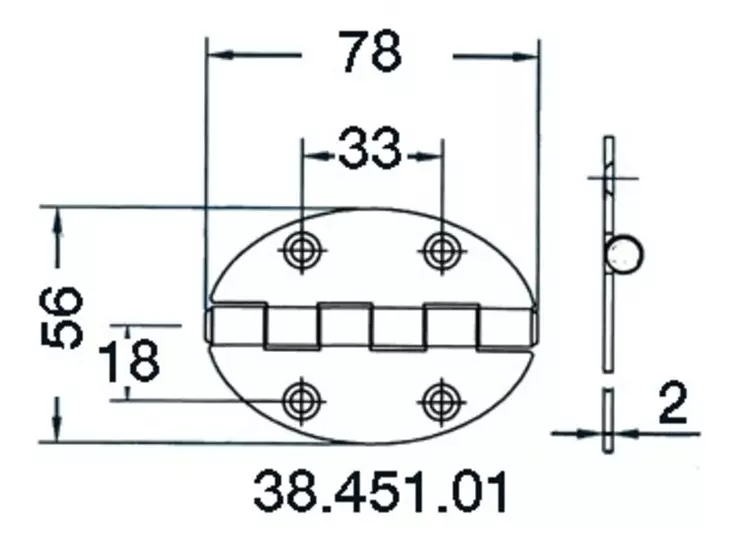 Sarana 78x56mm 2mm - Veneen saranat - D124721 - 1