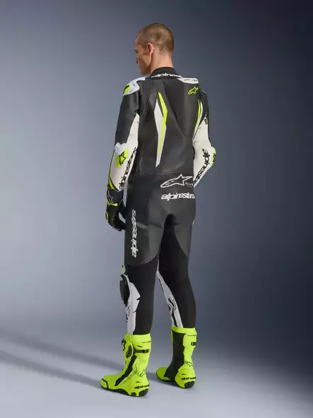 Alpinestars Nahkapuku 1-pcs GP Tech v5 Musta/Valkoinen/Fluo Keltainen - Moottoripyörä nahkapuvut - D520432 - 2