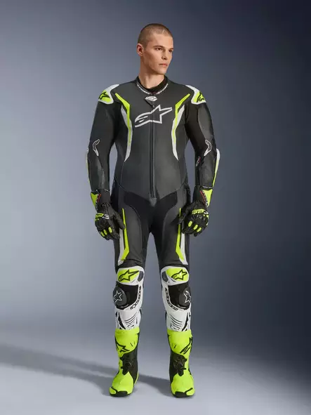 Alpinestars Nahkapuku 1-pcs GP Tech v5 Musta/Valkoinen/Fluo Keltainen - Moottoripyörä nahkapuvut - D520432 - 1