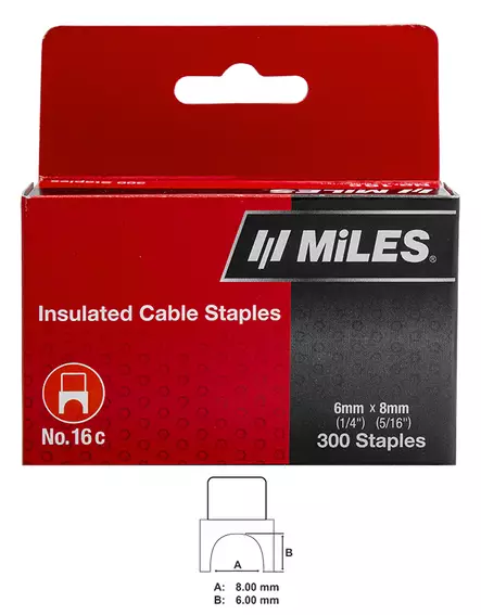 Kaapeliniitti no.16, 6x8 300kpl miles - Niitit ja sinkilät - LX14372 - 1