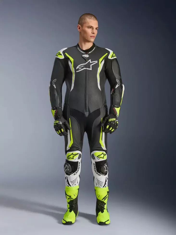Alpinestars Nahkapuku 1-pcs GP Tech v5 Musta/Valkoinen/Fluo Keltainen - Moottoripyörä nahkapuvut - D520432 - 1