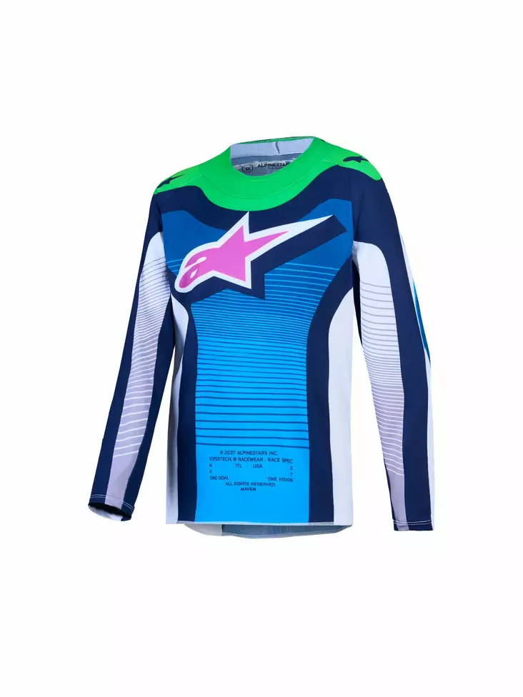Alpinestars Paita Junior Supertech Maven Valkoinen/Sininen/Vihreä Fluo - Motorsport varaosat ja tarvikkeet - D540992 - 1