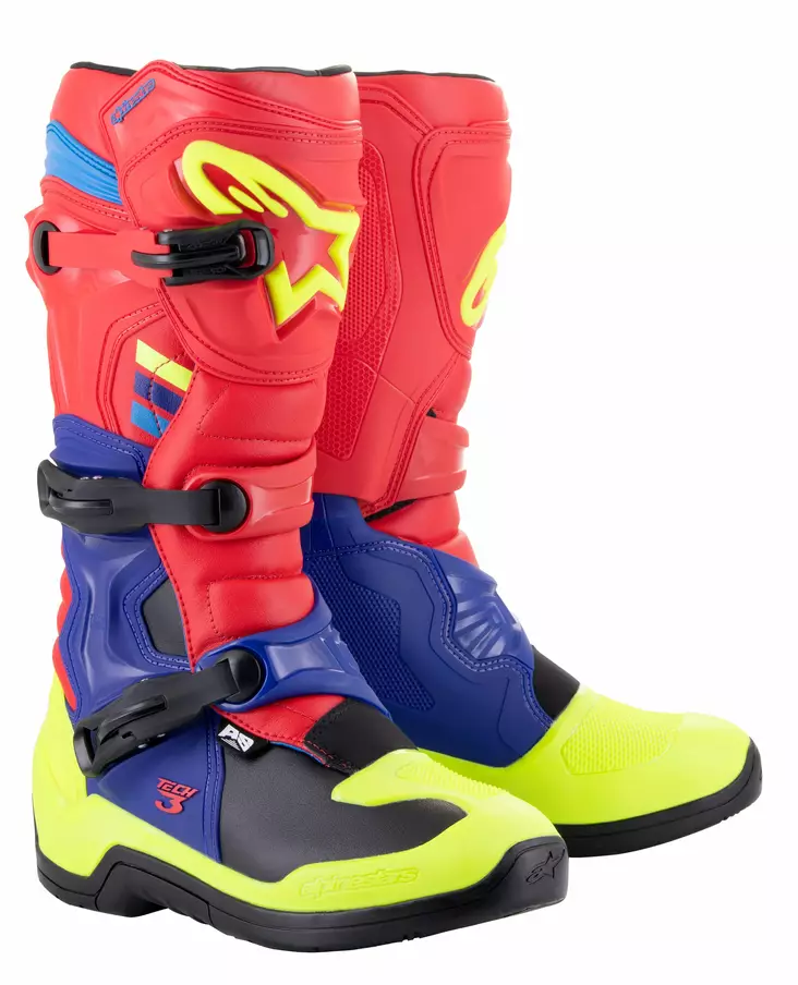 Alpinestars Saapas Tech 3 Punainen/Sininen/Keltainen Fluo - Crossi ajosaappaat - D438472 - 1