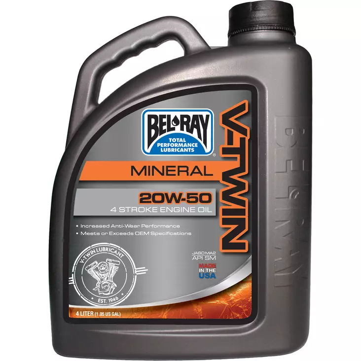 Bel-Ray V-Twin 20W-50 Mineral Engine Oil 4L - Moottoriöljyt - D145412 - 1