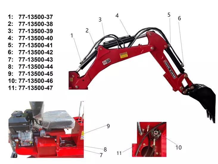 Bronco Hydrauliletku Siirtopuomi takimmainen 77-13500 - Työlaitteiden varaosat ja tarvikkeet - D458232 - 1