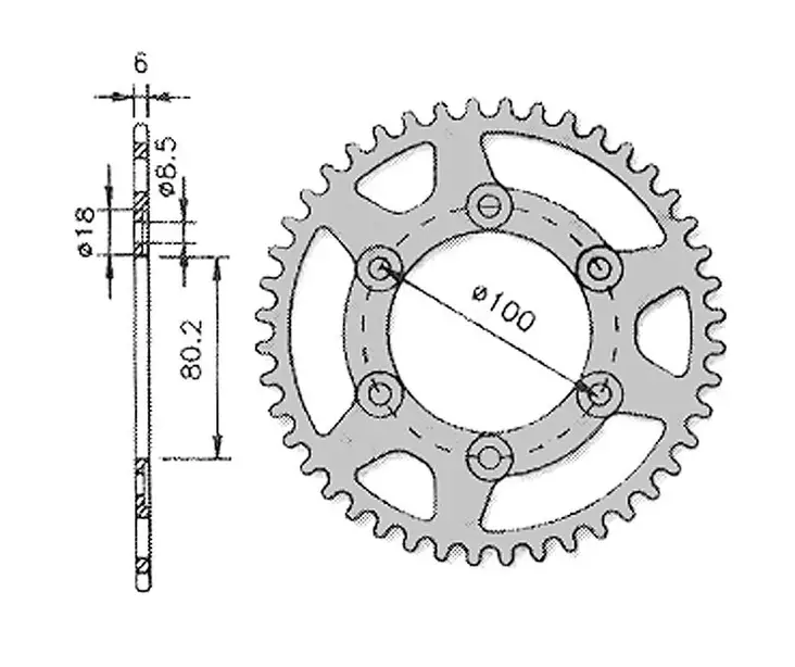 Forte Takaratas, 50 hammasta (420), Ø80mm, Rieju RR, Spike - Mopon takarattaat - D479822 - 1