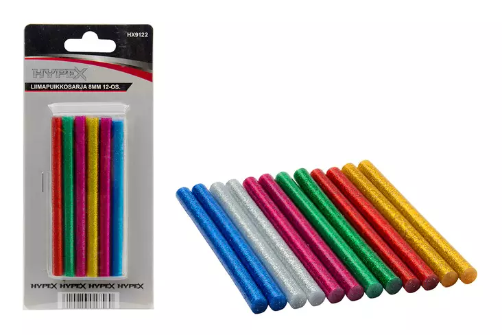 Liimapuikkosarja 8mm 12-os. glitter - Juotoskolvit - LX18672 - 1