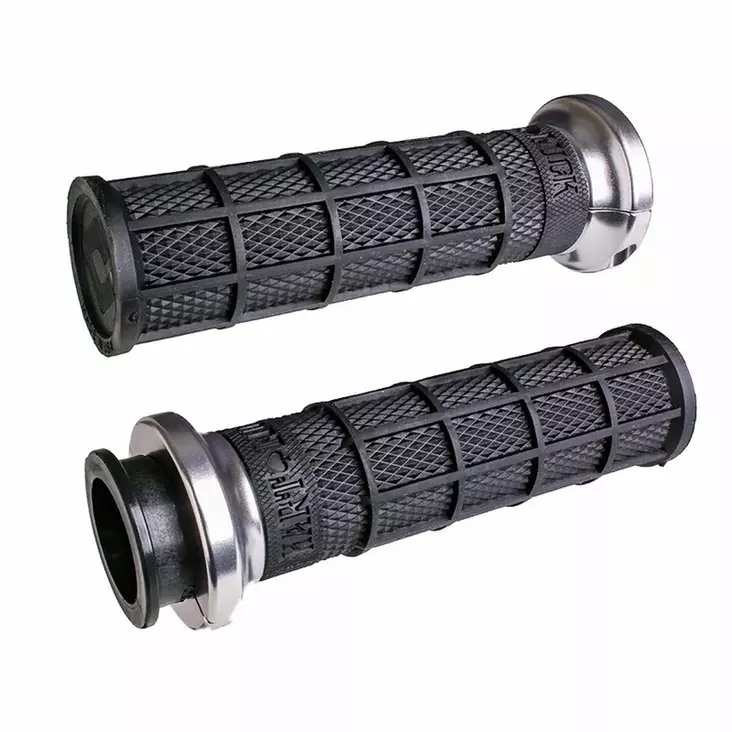 ODI Street V-TWIN Lock-On HART-LUCK Full-Waffle BLACK/Black/silver - Moottoripyörän kahvakumit - D510202 - 1