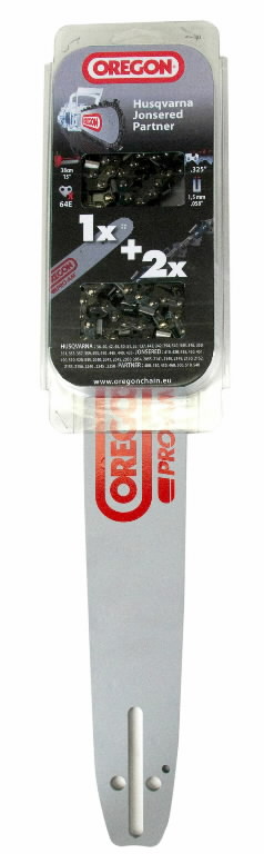 Oregon laippa + 2 teräketjua 3/8"P 1.3mm 14" - Moottorisahan ketju- ja laippapaketit - 543482 - 1