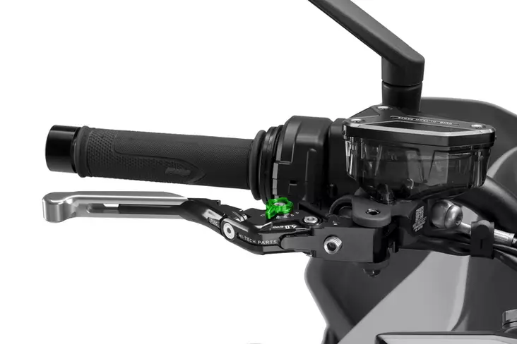 Puig Brake Lever 4.0. Black Exten/Silver Selector/Green - Moottoripyörän vivut ja vivunrungot - D529432 - 1