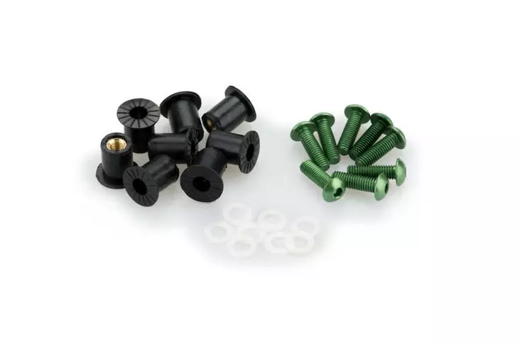 Puig Screw Kit whit silentblocks C/Green - Moottoripyörän katteet ja tuulenohjaimet - D296712 - 1