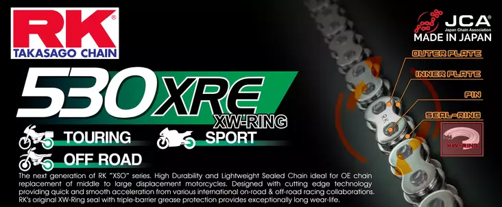 RK 530XRE XW-rengasketju +CLF(niittil.) - Moottoripyörän ketjut 530 - D494832 - 1