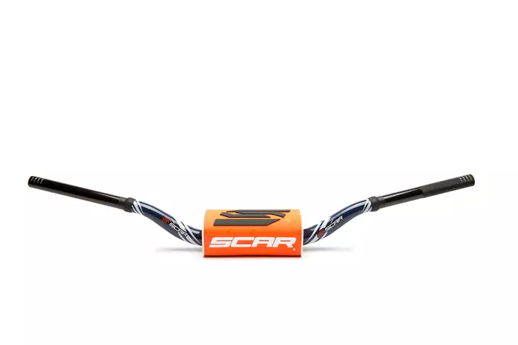 Scar Handlebar O² COLOR Ø28,6 (1 1/8”) - HIGH - DARK BLUE Bar - ORANGE Bar pad - Moottoripyörän ohjaustangot - D480492 - 1