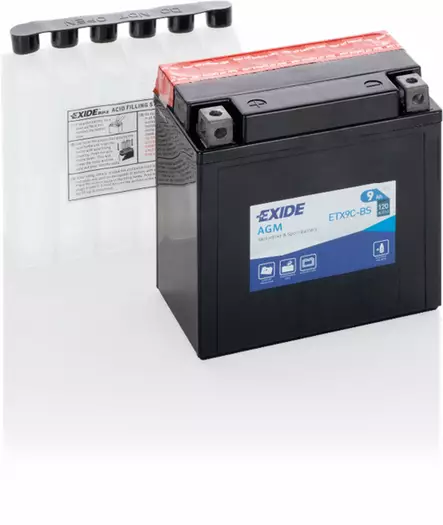 Exide akku ETX9C-BS sis.happopatruunan - Motorsport varaosat ja tarvikkeet - D548163 - 1