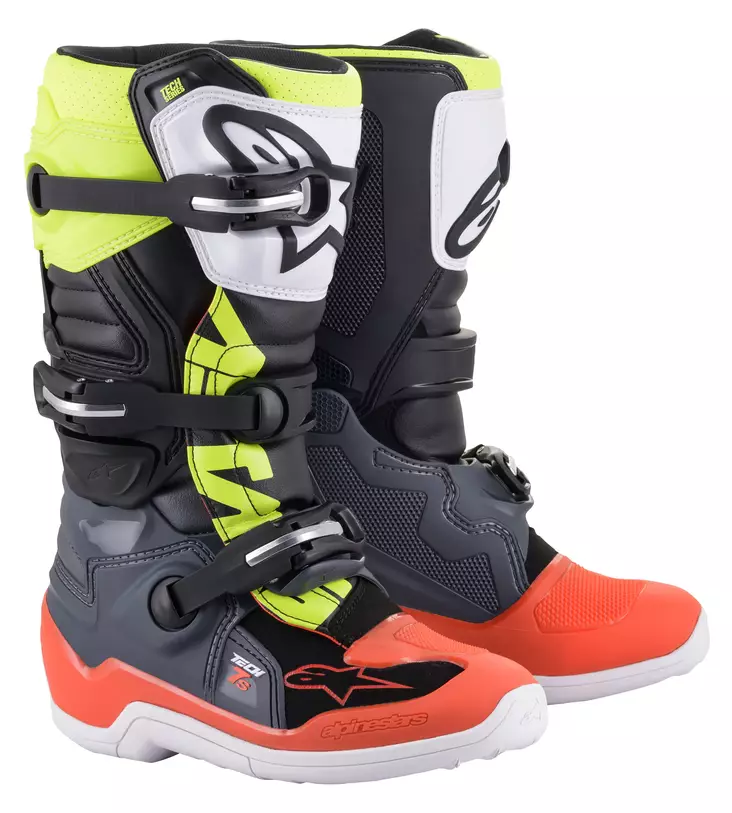 Alpinestars Ajosaapas Tech 7s Nuorten Harmaa/Punainen/Fluo Kelt. - Crossi ajosaappaat - D372123 - 1