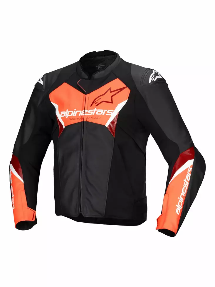Alpinestars Nahkatakki Faster v3 Musta/Punainen Fluo - Moottoripyörä nahkatakit - D496893 - 1