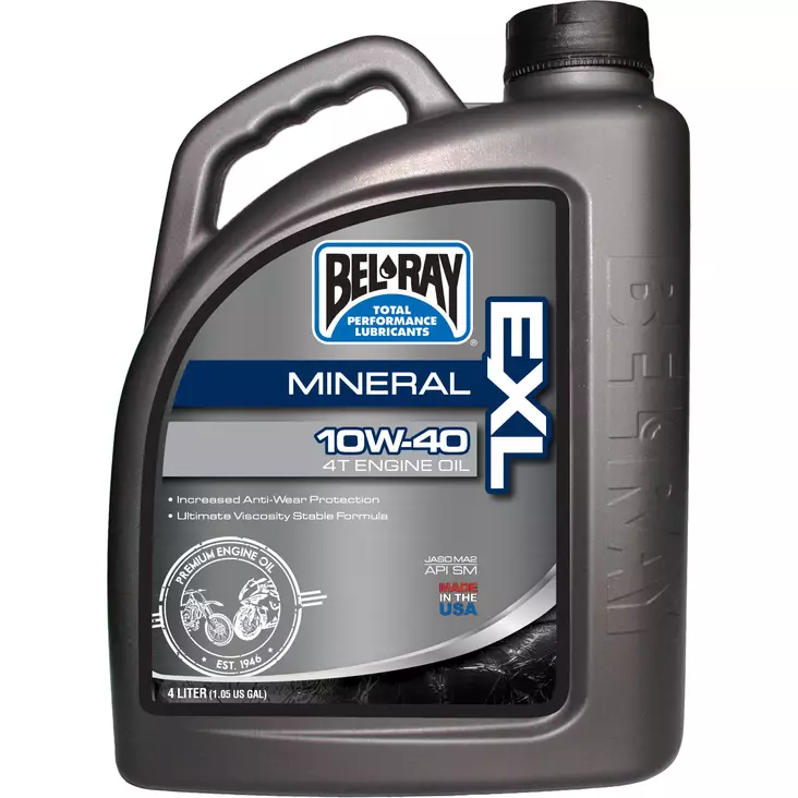 Bel-Ray EXL 10W-40 Mineral 4T Engine Oil 4L - Moottoriöljyt - D6083 - 1