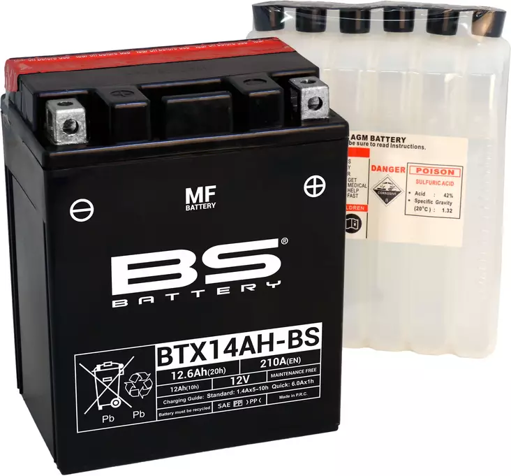 BS Battery BTX14AH-BS MF (cp) Maintenance Free - Akut - D262573 - 1