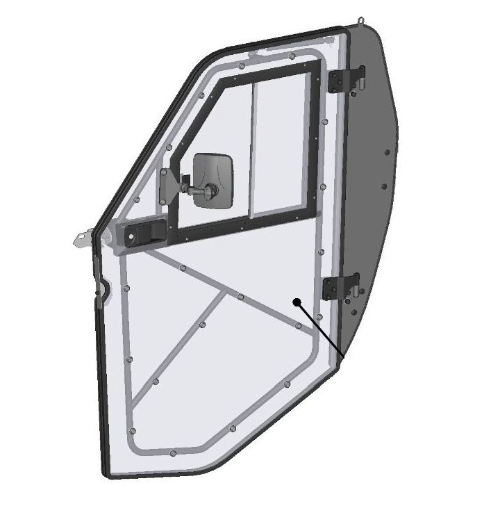 DFK Ovi Polykarbonaatti Vasen Täydellinen sis. kiinnike Segway Fugleman - DFK hyttien varaosat ja tarvikkeet - D471193 - 1