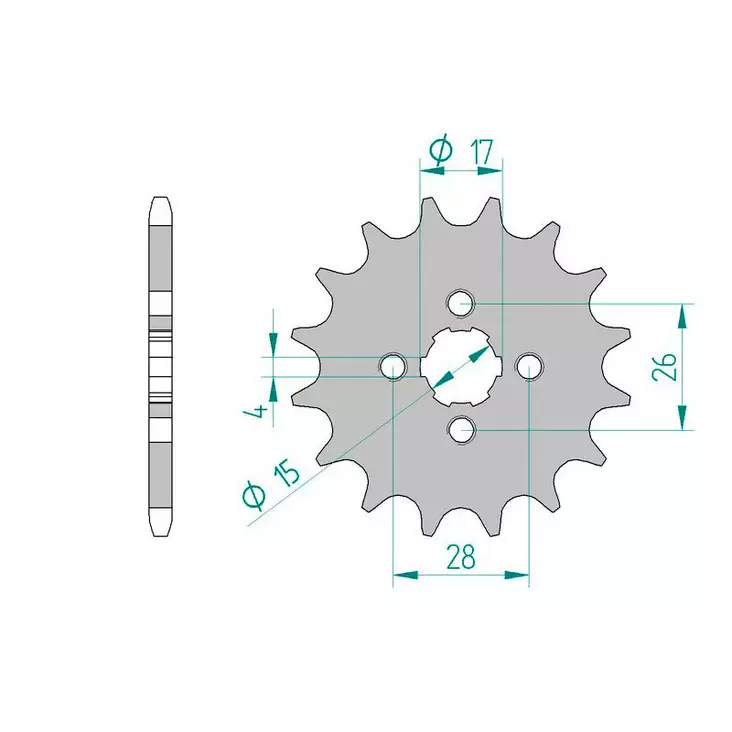 Forte Eturatas, 14 hammasta (420), Honda Z50 Monkey - Mopon eturattaat - D479743 - 1