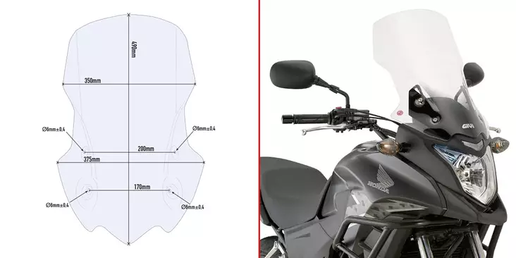 Givi Specific screen, transparent 49 x 35 cm CB 500 X (13) - Moottoripyörän katteet ja tuulenohjaimet - D159953 - 1