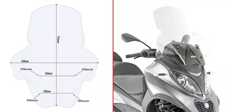 GIVI SPOILER PIAGGIO 350/500 MP3 - Moottoripyörän katteet ja tuulenohjaimet - D332173 - 1
