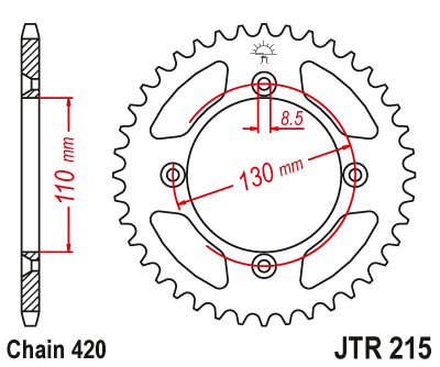 JT Takaratas Alumiini 7075 T6 Punainen JTA215.56RED - Moottoripyörän takarattaat - D433673 - 1