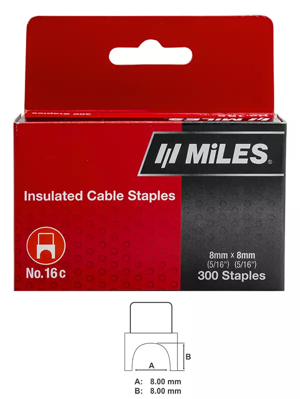 Kaapeliniitti no.16, 8x8 300kpl miles - Niitit ja sinkilät - LX14373 - 1