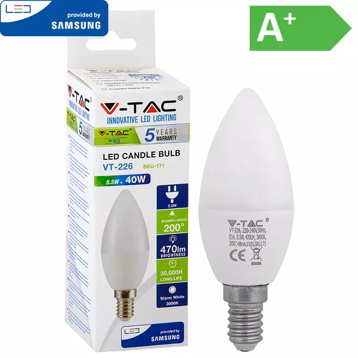 Led polttimo 5,5w e14 3000k 470lm candle - Työkalut - LX6183 - 1