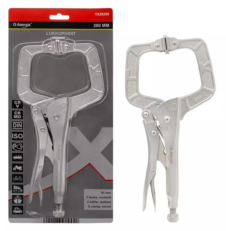 Lukkopihdit 280mm c-leuka nivelellä 91mm - Kärkipihdit - LX14963 - 1